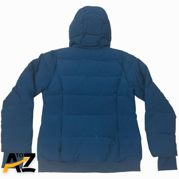 All In Motion Womens Puffer Coat Size S Blue Hooded Packable Down Full Zip Long - Picture 2 of 12